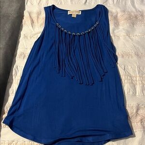 Michael Kors Royal Blue Fringe Tank Top